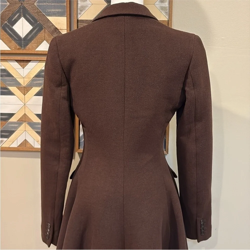 Vintage Ralph Lauren Collection Flared Wool Cashgora Blend Coat Brown 6 NWT